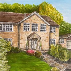 Painting of a family home, comissioned for the client's 40th Wedding Anniversary