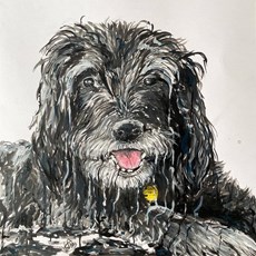 A commission of Ripley the dog, with abstract "drip effect"